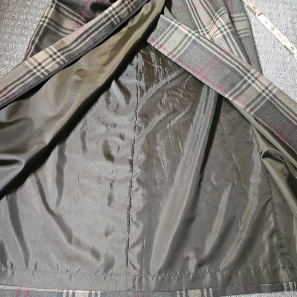 VTG Talbots Midi Skirt 100% Wool Women's SZ 14 Plaid Gray Preppy Academia Work - Picture 6 of 12